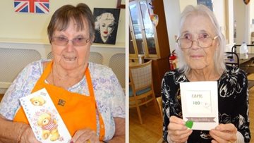 Mossley care home Residents make birthday cards for local centenarian
